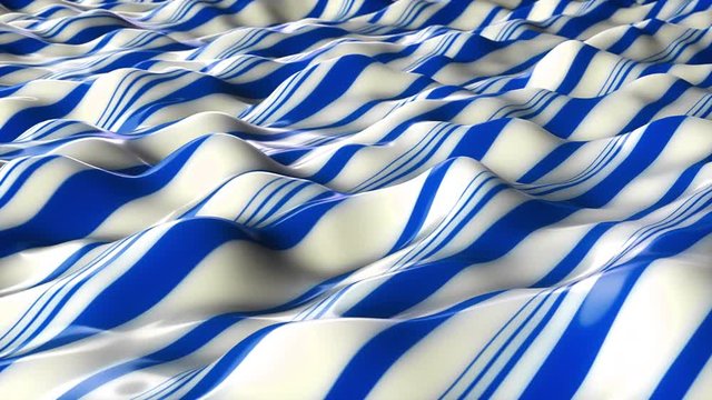 Abstract undulating white Background with wavy animated surface and blue stripes. 4k UHD, Prores 422, seamless loop.