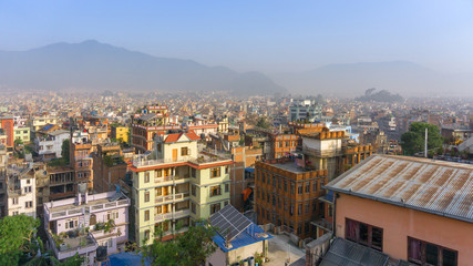 Kathmandu cityscape scenery view from rooftop in a hotel, Nepal