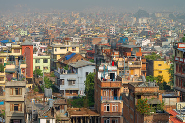 Obraz premium Kathmandu cityscape scenery view from rooftop in a hotel, Nepal