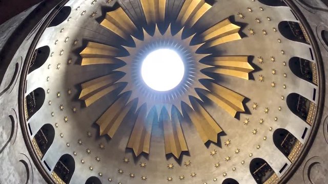 The rotunda of the Holy Sepulcher in Jerusalem, Israel.