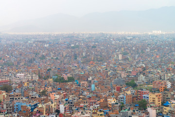 Fototapeta na wymiar Kathmandu cityscape scenery view from Swayambhunath Stupa, Nepal