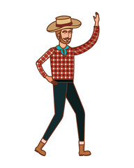 man farmer dancing with straw hat