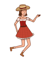 woman farmer dancing with straw hat