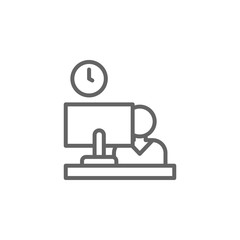 Worker laptop in office outline icon. Elements of Business illustration line icon. Signs and symbols can be used for web, logo, mobile app, UI, UX