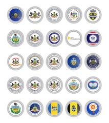 Set of vector icons. Flags and seals of Pennsylvania state, USA. 3D illustration.   - 266648929