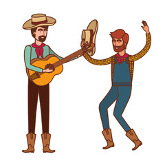 farmers men with musical instrument