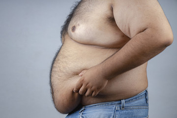 Fat man with a big belly