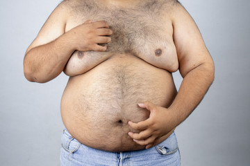 Fat man with a big belly