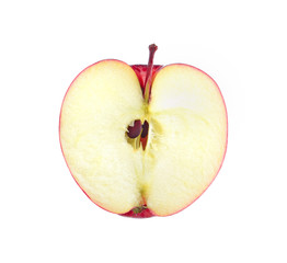 Half of red apple on white background.