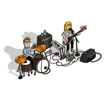 music cool topview isolated character illustration white