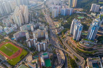 Top view of Hong Kong city