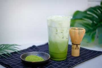 matcha green tea and bamboo whisk