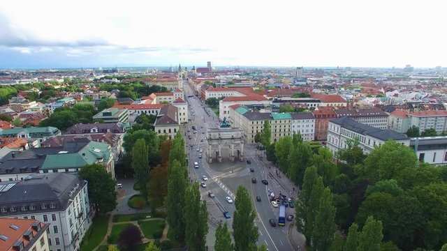 Munich Siegestor drone shot, m&uuml;nchen Siegestor drohne, Munich Siegestor aerial shot