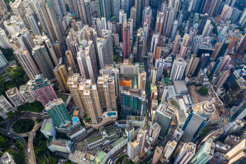Top view of city of Hong Kong