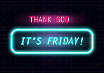 Thank God it's Friday neon lettering