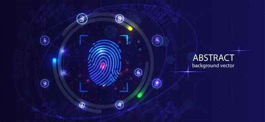 Security background with lock. Finger-print scanning.Abstract digital conceptual technology. computer technology website internet web.infographics.