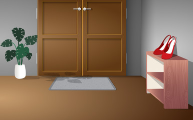 wooden door of bedroom in the house