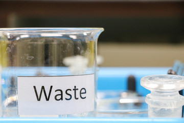 laboratory glassware background in LAB.