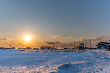 Sunset of Noshappu cape View of Hokkaido
