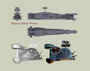 Fototapeta premium Plans Space Ship.
