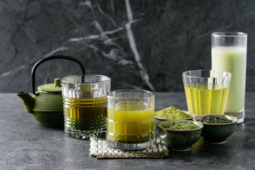 Variety of matcha tea