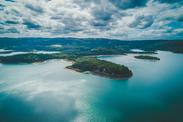 Scenic lake and forest in Australia - aerial view