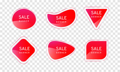 red clear crystal sale banner on transparency background, elegant glossy element vector design,free form shape for decoration and advertisement