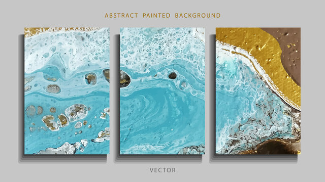 Trend vector. Set of abstract painted background, flyer, business card, brochure, poster. Liquid marble. 