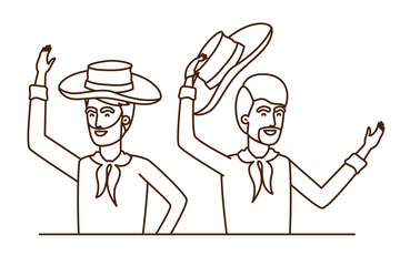 farmers men talking with straw hat