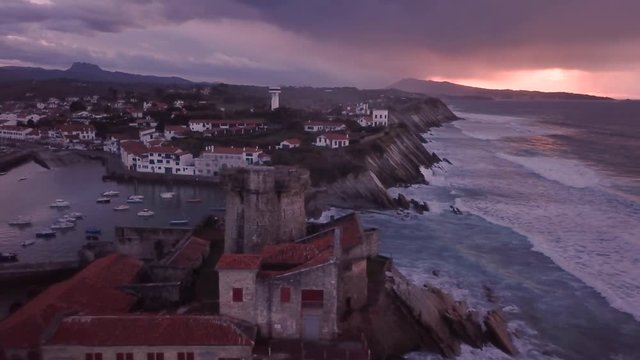 Aerial video of Fort de Socoa in France