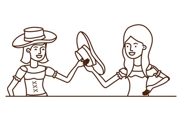 farmers women talking with straw hat