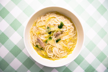 Snack thin noodles with pork