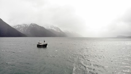 Commercial halibut fishing boat in Alaska 