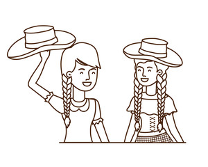 farmers women talking with straw hat