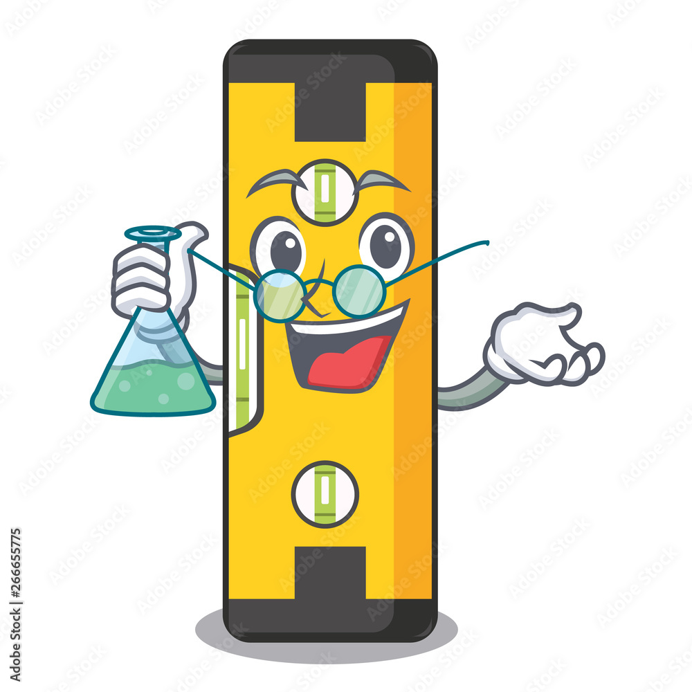 Sticker professor spirit level in the mascot shape