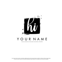 H I HI initial square logo template vector