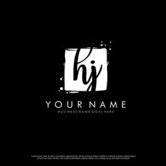 H J HJ initial square logo template vector