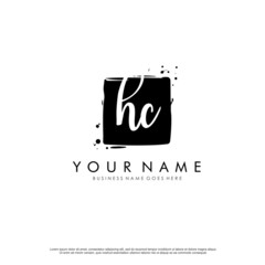 H C HC initial square logo template vector