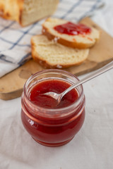 Home made brioche with rhubarb strawberry marmelade