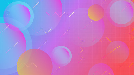 Abstract geometric shape on pink blue gradient color background, vector illustration.