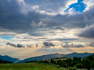 【静岡県伊豆半島】西天城高原牧場からの夕景【夏】