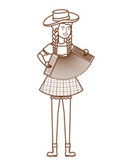 farmer woman with musical instrument