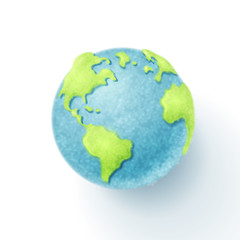Needle felting of Earth, world sustainable environment concept and ecology idea