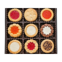 Homemade biscuit biscuits with various fillings. Assorted Close-up.