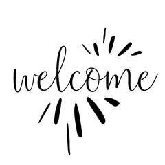 Lettering hello welcome wrote by brush. Hello welcome calligraphy. - Vector