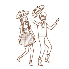 farmers couple dancing with straw hat