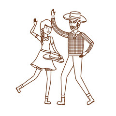 farmers couple dancing with straw hat