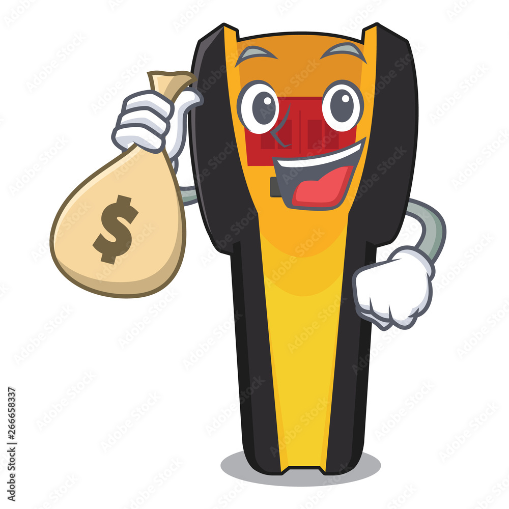 Sticker With money bag stud finder isolated with the character