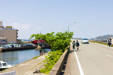 Fototapeta na wymiar 和歌山加太市の道路風景