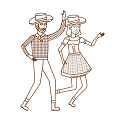 farmers couple dancing with straw hat